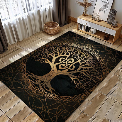 Viking Area Rug Embellished with Celtic Tree of Life Motif, Personalized Carpet Viking, Viking Area Rugs for Living Room, Viking Carpet Bedroom, Popular Rug Full Size (3x5, 4x6, 5x8) V60