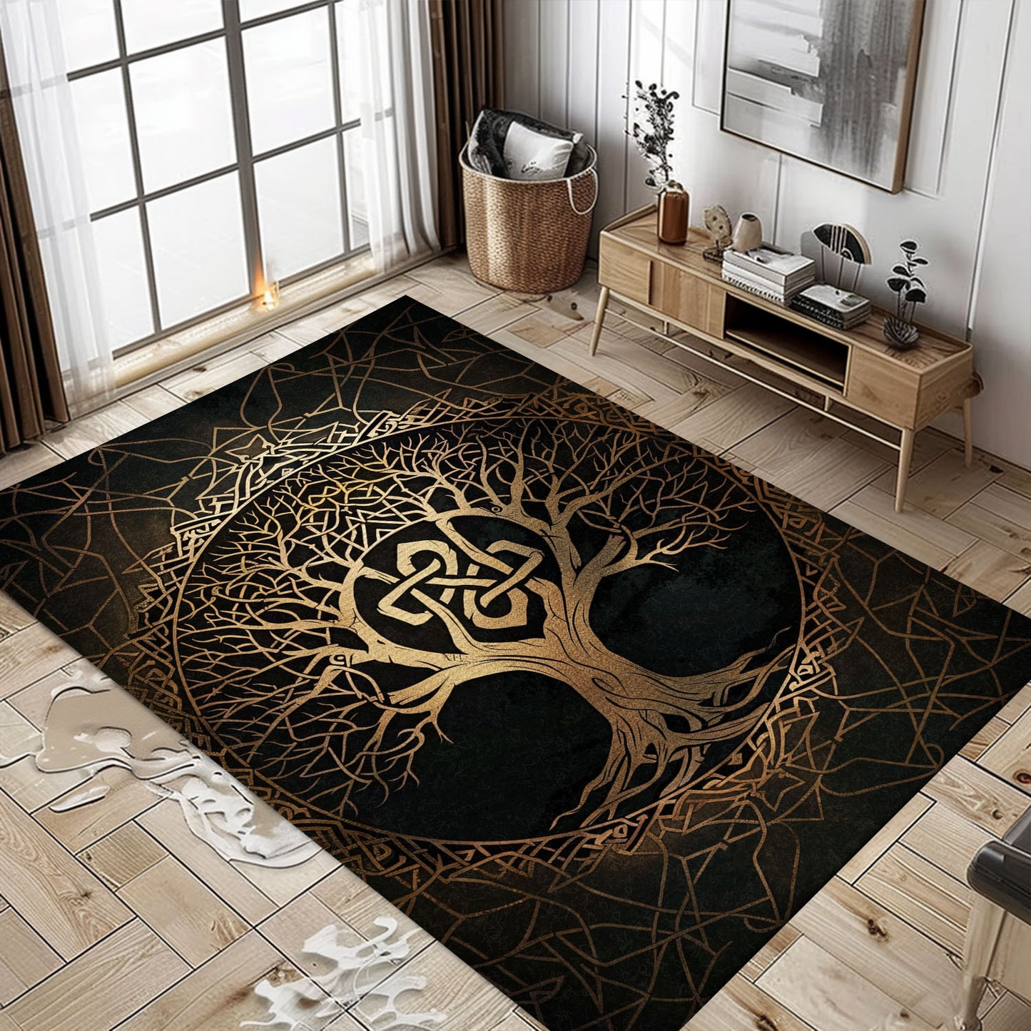 Viking Area Rug Embellished with Celtic Tree of Life Motif, Personalized Carpet Viking, Viking Area Rugs for Living Room, Viking Carpet Bedroom, Popular Rug Full Size (3x5, 4x6, 5x8) V60