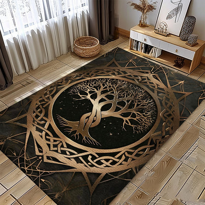 Norse Mythology Inspired Celtic Tree of Life Rug for Décor, Personalized Carpet Viking, Viking Area Rugs for Living Room, Viking Carpet Bedroom, Popular Rug Full Size (3x5, 4x6, 5x8) V59