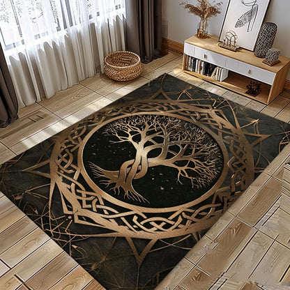 Norse Mythology Inspired Celtic Tree of Life Rug for Décor, Personalized Carpet Viking, Viking Area Rugs for Living Room, Viking Carpet Bedroom, Popular Rug Full Size (3x5, 4x6, 5x8) V59