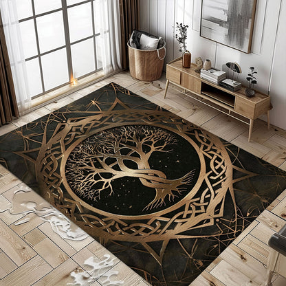 Norse Mythology Inspired Celtic Tree of Life Rug for Décor, Personalized Carpet Viking, Viking Area Rugs for Living Room, Viking Carpet Bedroom, Popular Rug Full Size (3x5, 4x6, 5x8) V59