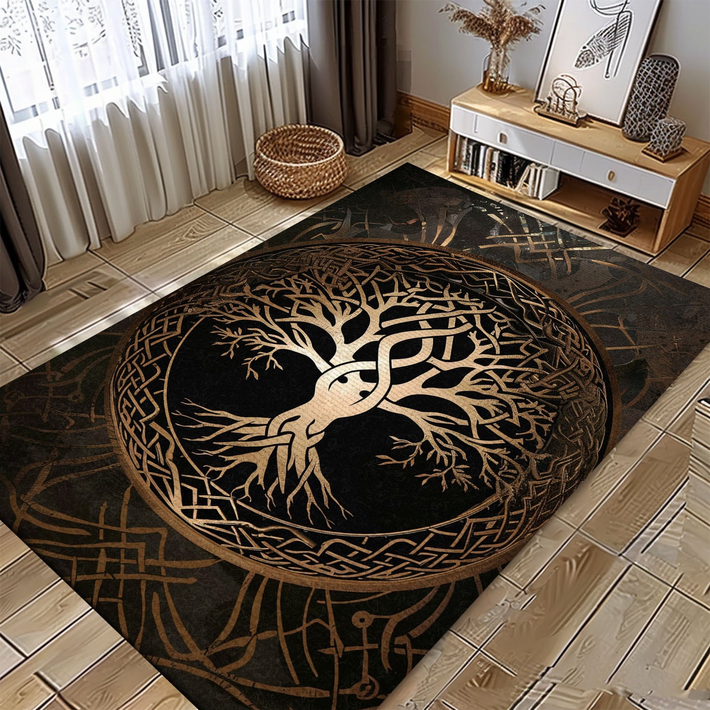 Celtic Tree of Life Viking Area Rug: Mythical Symbolism for Home, Personalized Carpet Viking, Viking Area Rugs for Living Room, Viking Carpet Bedroom, Popular Rug Full Size (3x5, 4x6, 5x8) V58