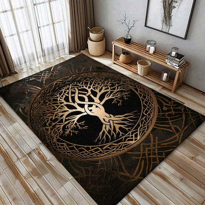 Celtic Tree of Life Viking Area Rug: Mythical Symbolism for Home, Personalized Carpet Viking, Viking Area Rugs for Living Room, Viking Carpet Bedroom, Popular Rug Full Size (3x5, 4x6, 5x8) V58