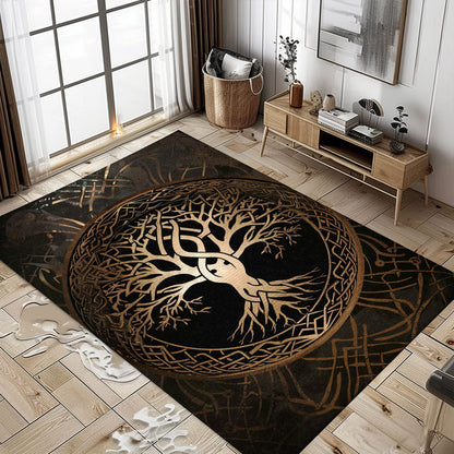 Celtic Tree of Life Viking Area Rug: Mythical Symbolism for Home, Personalized Carpet Viking, Viking Area Rugs for Living Room, Viking Carpet Bedroom, Popular Rug Full Size (3x5, 4x6, 5x8) V58