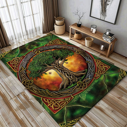 Intriguing Viking Area Rug Depicting Celtic Tree of Life, Personalized Carpet Viking, Viking Area Rugs for Living Room, Viking Carpet Bedroom, Popular Rug Full Size (3x5, 4x6, 5x8) V57