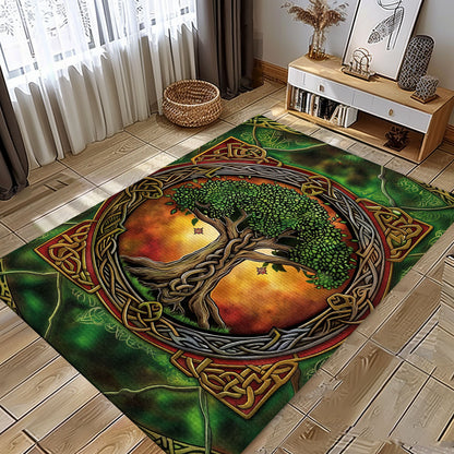 Intriguing Viking Area Rug Depicting Celtic Tree of Life, Personalized Carpet Viking, Viking Area Rugs for Living Room, Viking Carpet Bedroom, Popular Rug Full Size (3x5, 4x6, 5x8) V57