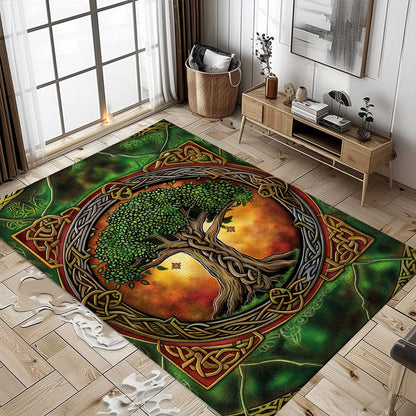 Intriguing Viking Area Rug Depicting Celtic Tree of Life, Personalized Carpet Viking, Viking Area Rugs for Living Room, Viking Carpet Bedroom, Popular Rug Full Size (3x5, 4x6, 5x8) V57