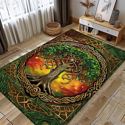 Celtic Tree of Life Motif Rug: Norse Mythology Influence, Personalized Carpet Viking, Viking Area Rugs for Living Room, Viking Carpet Bedroom, Popular Rug Full Size (3x5, 4x6, 5x8) V55