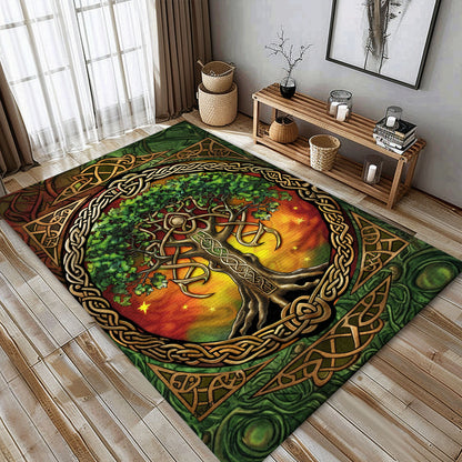 Celtic Tree of Life Motif Rug: Norse Mythology Influence, Personalized Carpet Viking, Viking Area Rugs for Living Room, Viking Carpet Bedroom, Popular Rug Full Size (3x5, 4x6, 5x8) V55