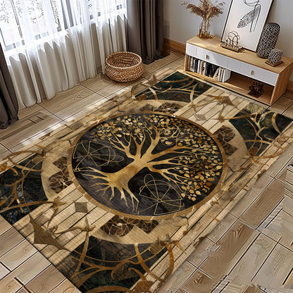 Viking Area Rug with Intricate Celtic Tree of Life Pattern, Personalized Carpet Viking, Viking Area Rugs for Living Room, Viking Carpet Bedroom, Popular Rug Full Size (3x5, 4x6, 5x8) V52