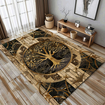 Viking Area Rug with Intricate Celtic Tree of Life Pattern, Personalized Carpet Viking, Viking Area Rugs for Living Room, Viking Carpet Bedroom, Popular Rug Full Size (3x5, 4x6, 5x8) V52