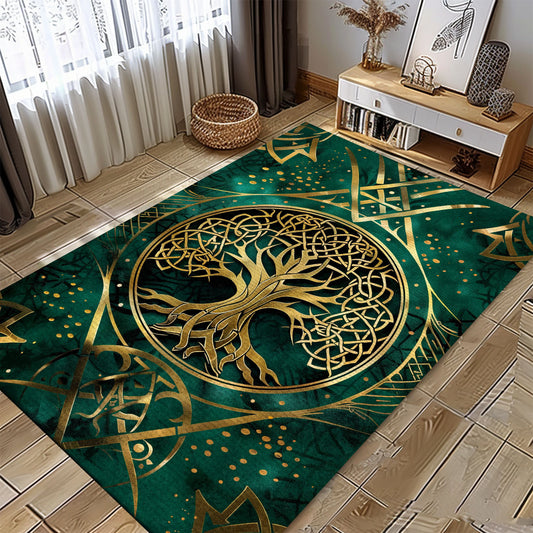 Symbolic Viking Area Rug Featuring Celtic Tree of Life, Personalized Carpet Viking, Viking Area Rugs for Living Room, Viking Carpet Bedroom, Popular Rug Full Size (3x5, 4x6, 5x8) V50