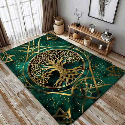 Symbolic Viking Area Rug Featuring Celtic Tree of Life, Personalized Carpet Viking, Viking Area Rugs for Living Room, Viking Carpet Bedroom, Popular Rug Full Size (3x5, 4x6, 5x8) V50