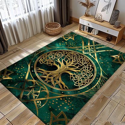 Symbolic Viking Area Rug Featuring Celtic Tree of Life, Personalized Carpet Viking, Viking Area Rugs for Living Room, Viking Carpet Bedroom, Popular Rug Full Size (3x5, 4x6, 5x8) V50