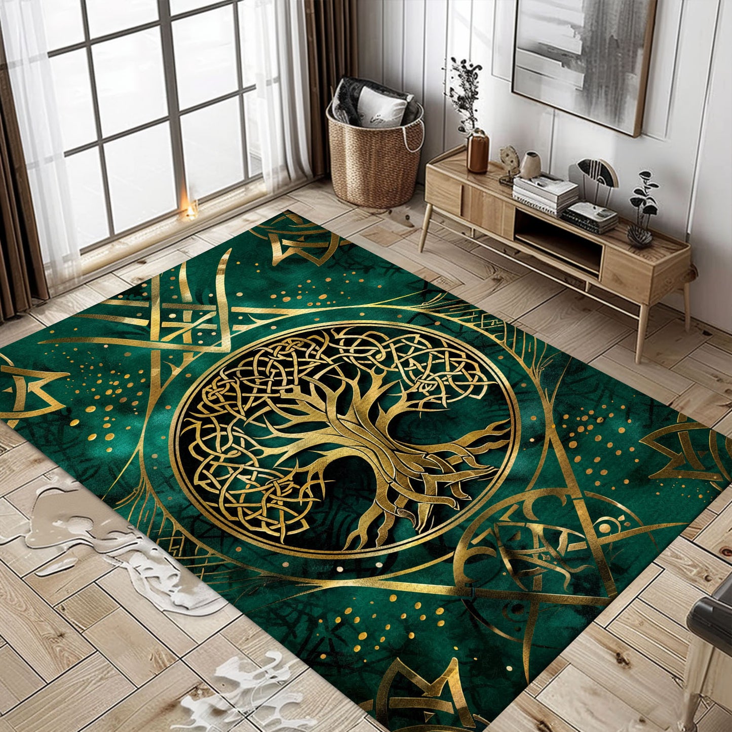 Symbolic Viking Area Rug Featuring Celtic Tree of Life, Personalized Carpet Viking, Viking Area Rugs for Living Room, Viking Carpet Bedroom, Popular Rug Full Size (3x5, 4x6, 5x8) V50