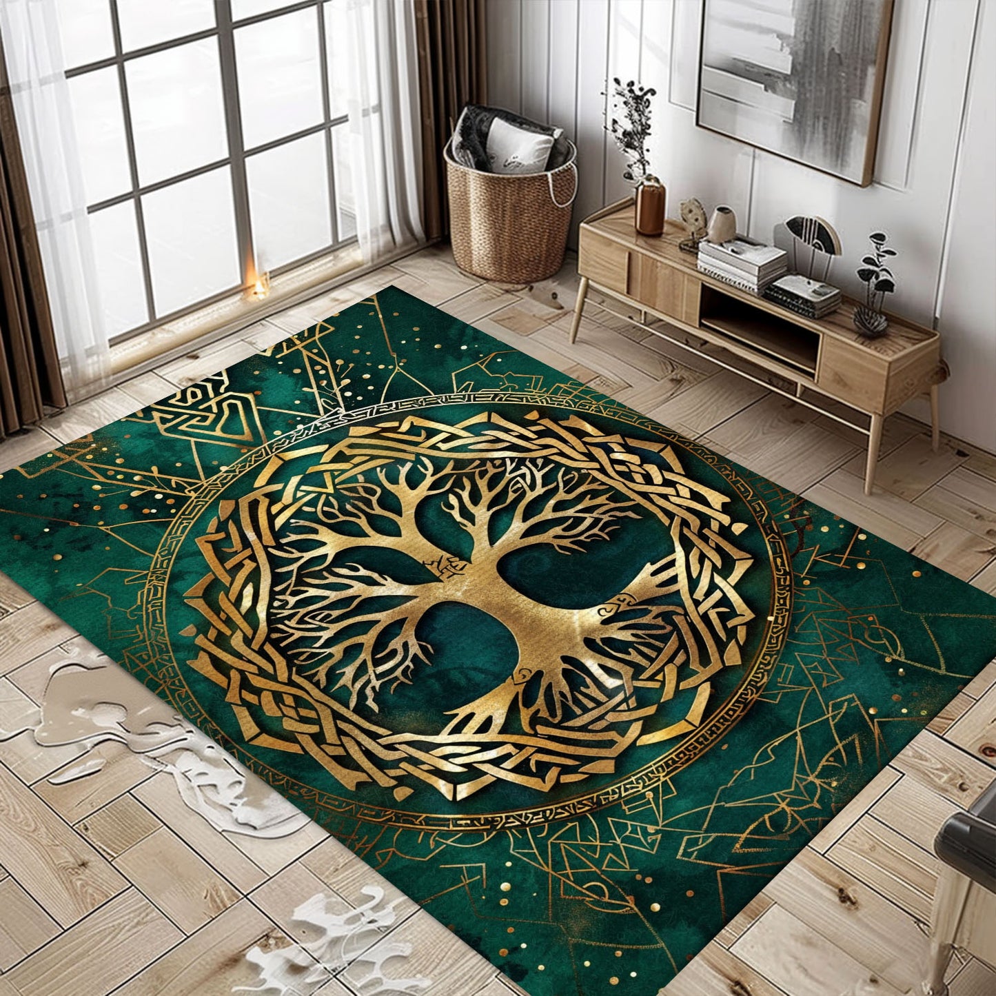 Norse Mythology Influence on Celtic Tree of Life Viking Rug, Personalized Carpet Viking, Viking Area Rugs for Living Room, Viking Carpet Bedroom, Popular Rug Full Size (3x5, 4x6, 5x8) V49