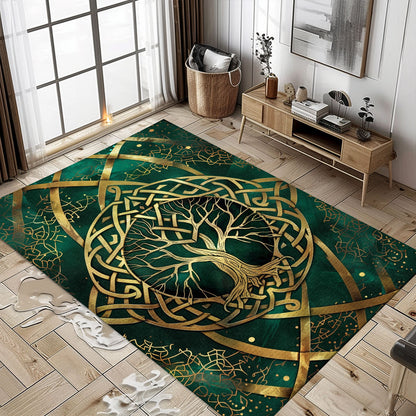 Celtic Tree of Life Viking Area Rug: Mythical Accent Piece, Personalized Carpet Viking, Viking Area Rugs for Living Room, Viking Carpet Bedroom, Popular Rug Full Size (3x5, 4x6, 5x8) V48