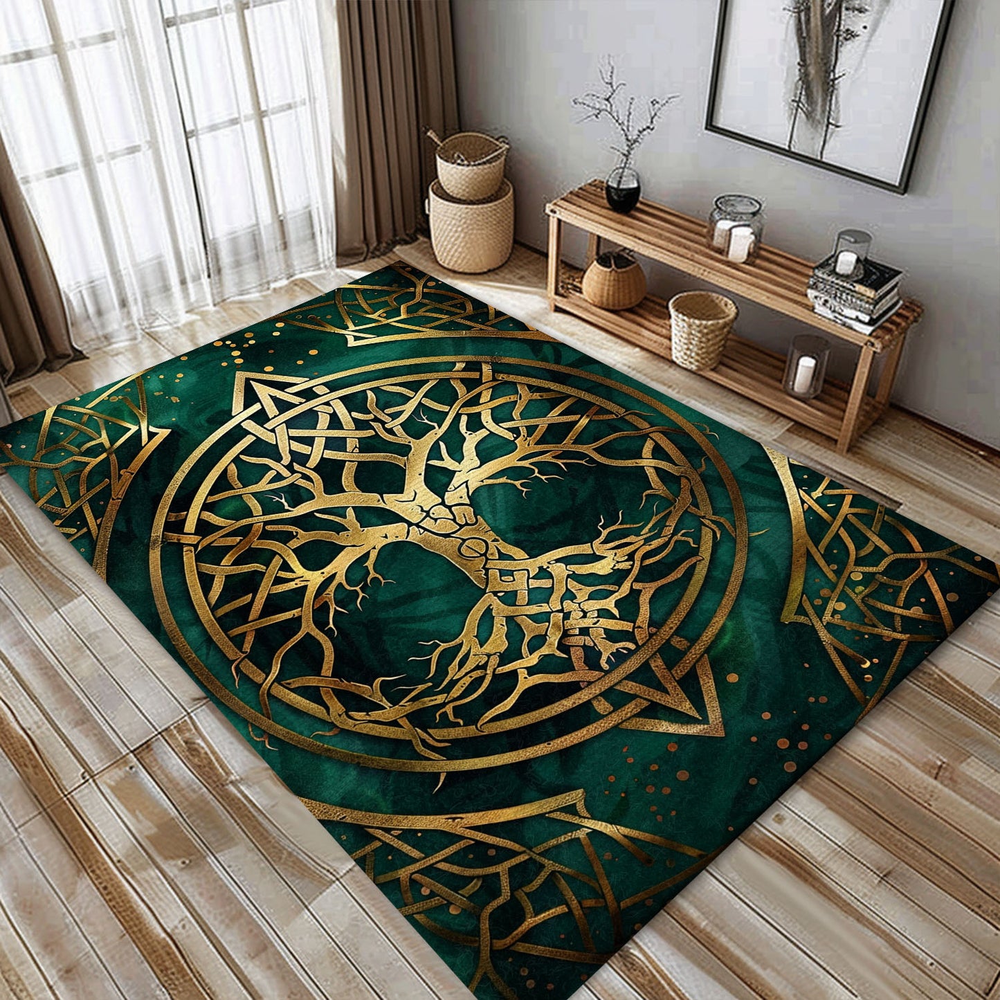 Viking Rug Depicting Celtic Tree of Life Symbolism, Personalized Carpet Viking, Viking Area Rugs for Living Room, Viking Carpet Bedroom, Popular Rug Full Size (3x5, 4x6, 5x8) V47