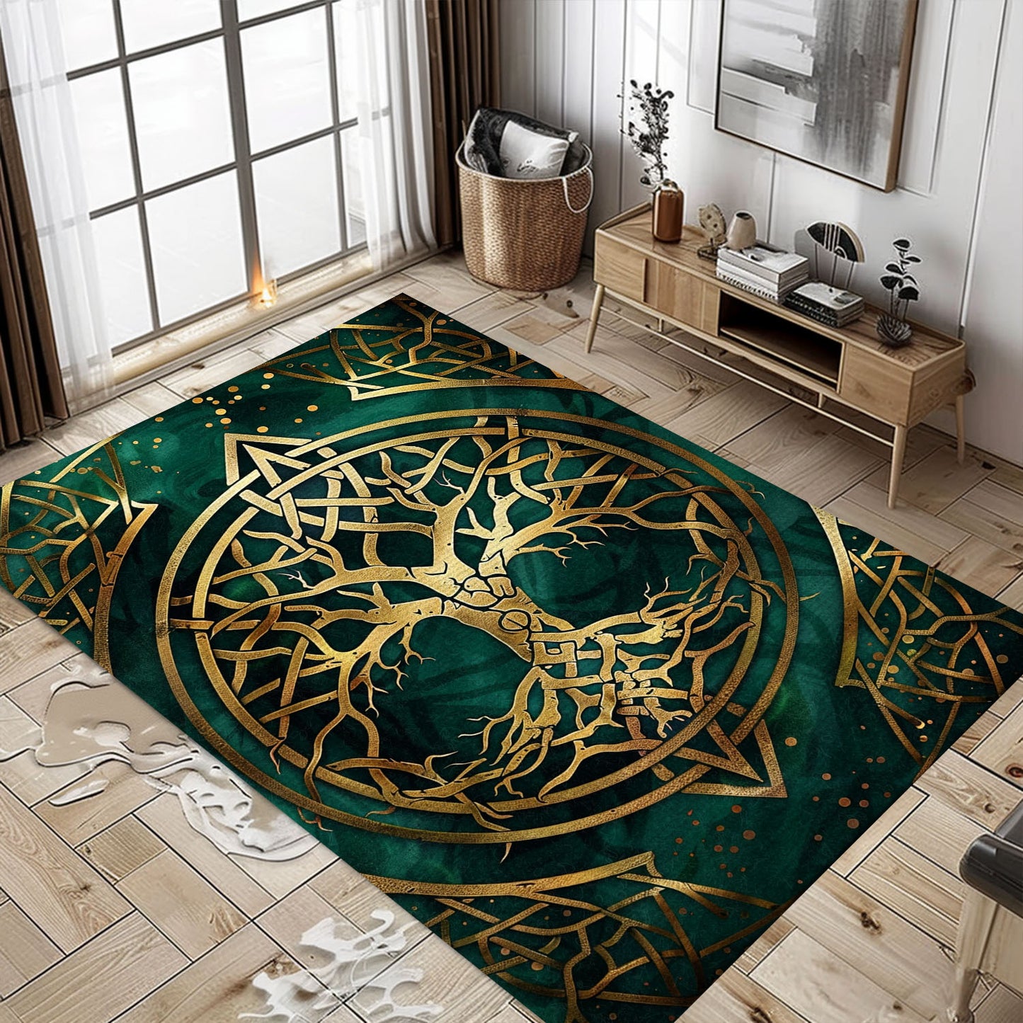 Viking Rug Depicting Celtic Tree of Life Symbolism, Personalized Carpet Viking, Viking Area Rugs for Living Room, Viking Carpet Bedroom, Popular Rug Full Size (3x5, 4x6, 5x8) V47