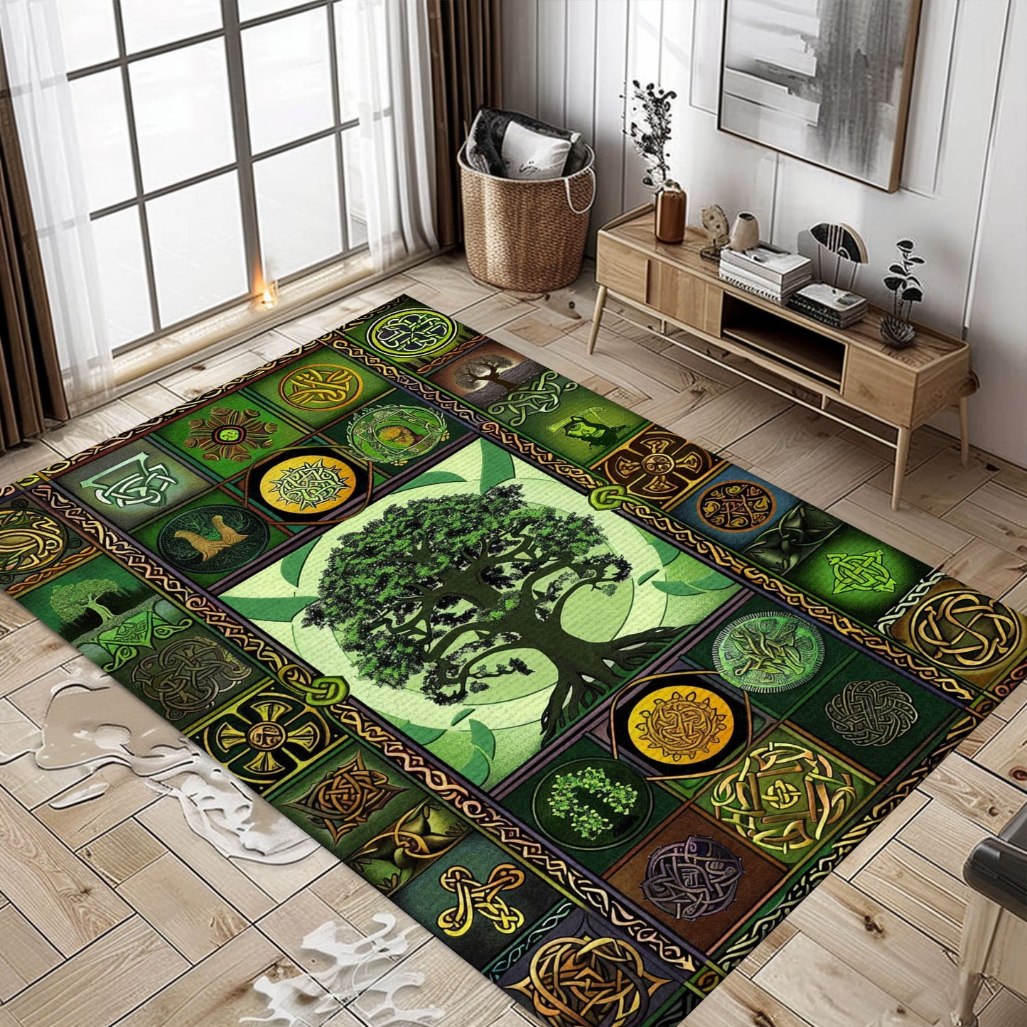 Unique Viking Area Rug with Celtic Tree of Life Motif, Personalized Carpet Viking, Viking Area Rugs for Living Room, Viking Carpet Bedroom, Popular Rug Full Size (3x5, 4x6, 5x8) V45