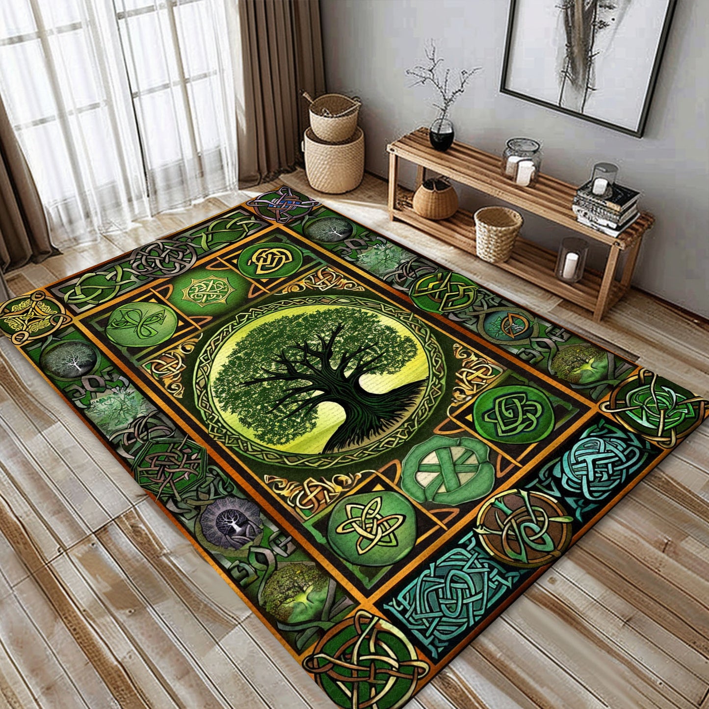 Celtic Tree of Life Viking Rug: Symbolic Décor for Home, Personalized Carpet Viking, Viking Area Rugs for Living Room, Viking Carpet Bedroom, Popular Rug Full Size (3x5, 4x6, 5x8) V43