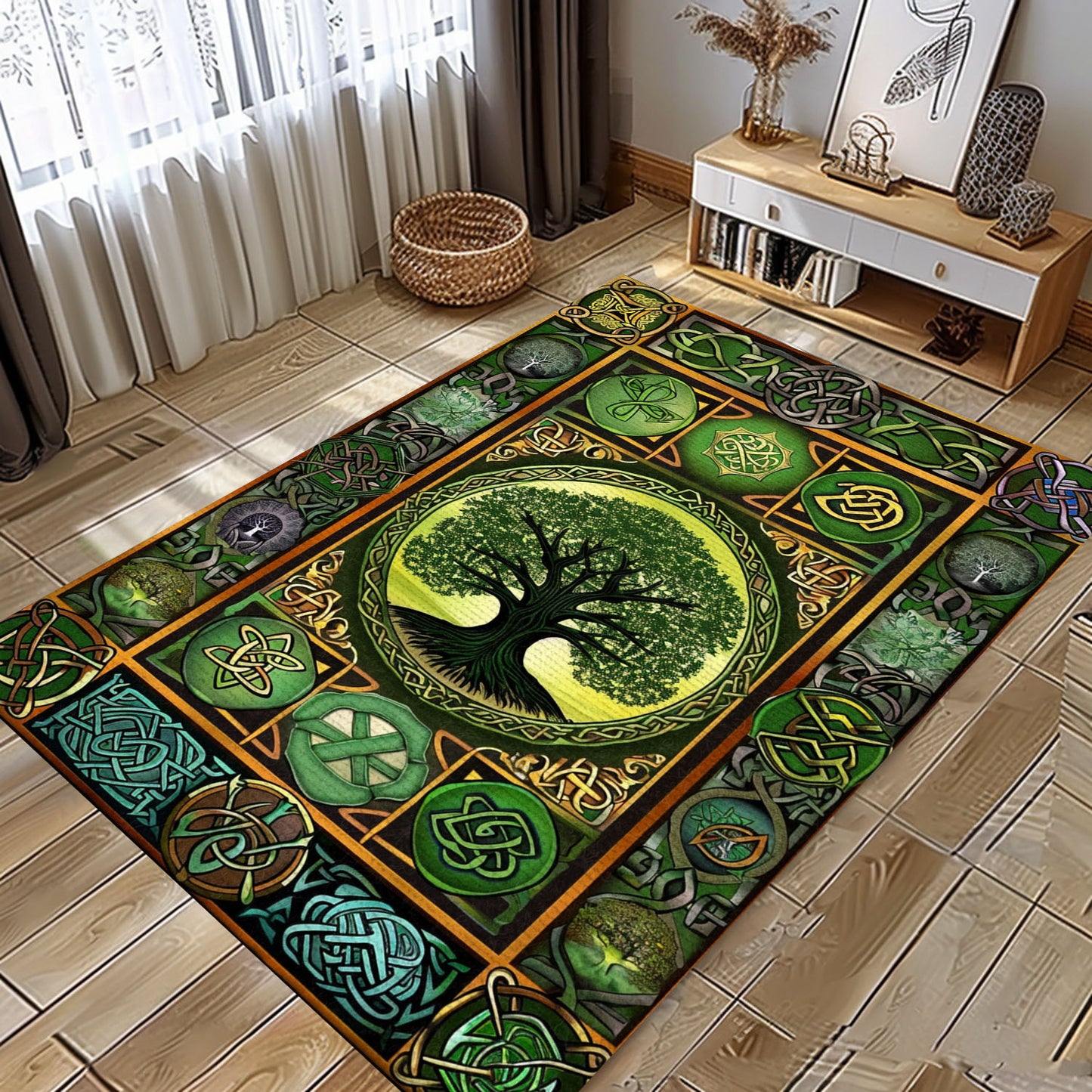 Celtic Tree of Life Viking Rug: Symbolic Décor for Home, Personalized Carpet Viking, Viking Area Rugs for Living Room, Viking Carpet Bedroom, Popular Rug Full Size (3x5, 4x6, 5x8) V43