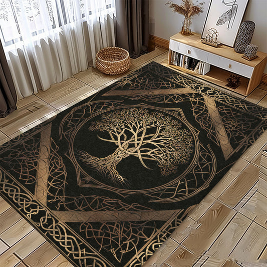 Norse Mythology Inspired Celtic Tree of Life Rug for Bedroom and Living Room, Personalized Carpet Viking, Popular Rug Full Size (3x5, 4x6, 5x8) V41