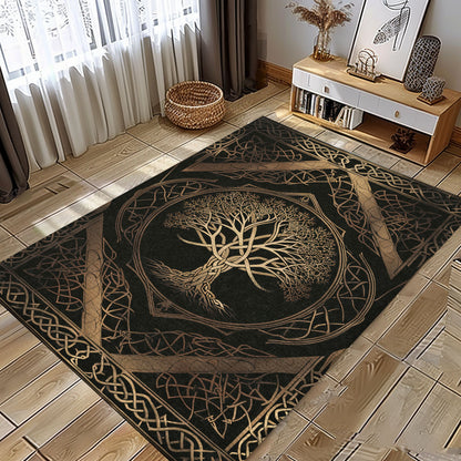 Norse Mythology Inspired Celtic Tree of Life Rug for Bedroom and Living Room, Personalized Carpet Viking, Popular Rug Full Size (3x5, 4x6, 5x8) V41