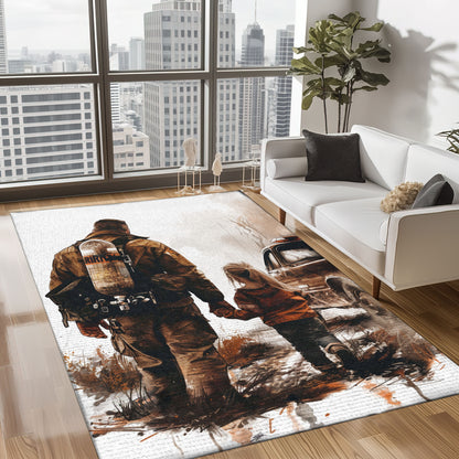 Personalized Dad and Daughter Firefighter Bond: Living Room Bedroom Rugs, Firefighter Rugs for Living Room Bedroom, Firefighter Rectangular Rugs Full Size FR111