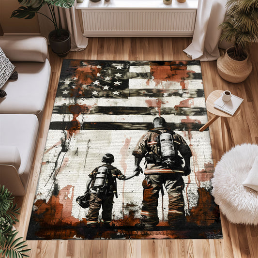 Quality Time: Firefighter-Themed Rugs for Father and Son, Firefighter Rugs for Living Room Bedroom, Firefighter Rectangular Rugs Full Size FR110