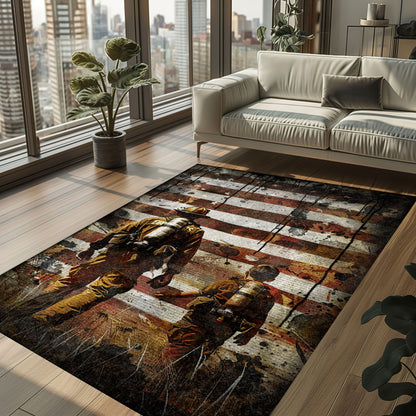 Fireman Carpet: Dad and Son Edition for Your Personalized Living Room, Firefighter Rugs for Living Room Bedroom, Firefighter Rectangular Rugs Full Size FR104
