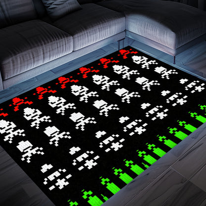 Elevate Your Gaming Den with Dark and Neon 80s Arcade Carpet, Inspired by the Legendary Space Invaders, Arcade Decor, Gift for Gamers, Video Game Lovers G178