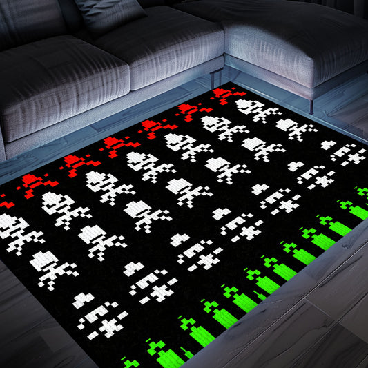Elevate Your Gaming Den with Dark and Neon 80s Arcade Carpet, Inspired by the Legendary Space Invaders, Arcade Decor, Gift for Gamers, Video Game Lovers G178