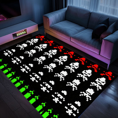 Elevate Your Gaming Den with Dark and Neon 80s Arcade Carpet, Inspired by the Legendary Space Invaders, Arcade Decor, Gift for Gamers, Video Game Lovers G178