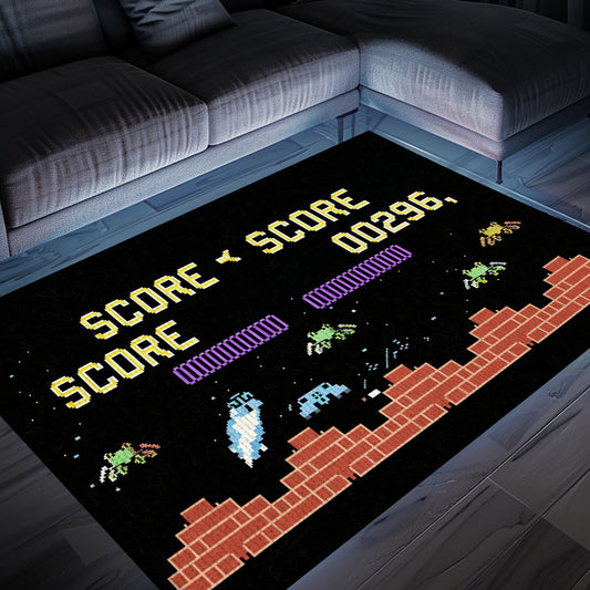 Level Up Your Room with Dark and Neon 80s Arcade Carpet, a Tribute to the Iconic Space Invaders Game, Arcade Decor, Gift for Gamers, Video Game Lovers G165