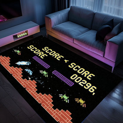 Level Up Your Room with Dark and Neon 80s Arcade Carpet, a Tribute to the Iconic Space Invaders Game, Arcade Decor, Gift for Gamers, Video Game Lovers G165
