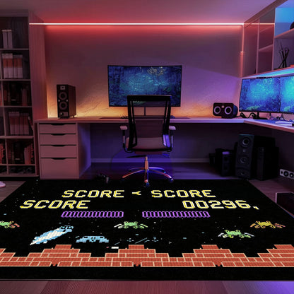 Level Up Your Room with Dark and Neon 80s Arcade Carpet, a Tribute to the Iconic Space Invaders Game, Arcade Decor, Gift for Gamers, Video Game Lovers G165