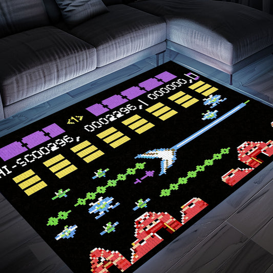 Transform Your Living Room or Bedroom with Dark and Neon 80s Arcade Carpet, Perfect for Gaming Enthusiasts, Arcade Decor, Gift for Gamers, Video Game Lovers G161