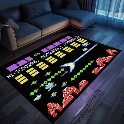 Transform Your Living Room or Bedroom with Dark and Neon 80s Arcade Carpet, Perfect for Gaming Enthusiasts, Arcade Decor, Gift for Gamers, Video Game Lovers G161