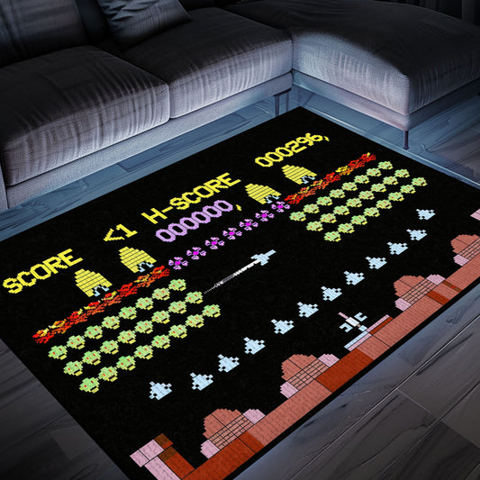 Dark and Neon 80s Arcade Area Rug adorned with Space Invaders: Ideal for Adding Nostalgia to Your Living Space, Arcade Decor, Gift for Gamers, Video Game Lovers G157