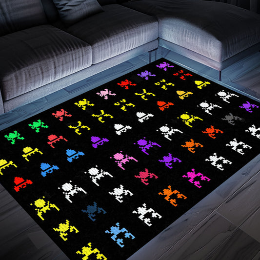 Stylish Dark and Neon 80s Arcade Carpet with Space Invaders: Transform Your Living Space with Retro Charm, Arcade Decor, Gift for Gamers, Video Game Lovers G123