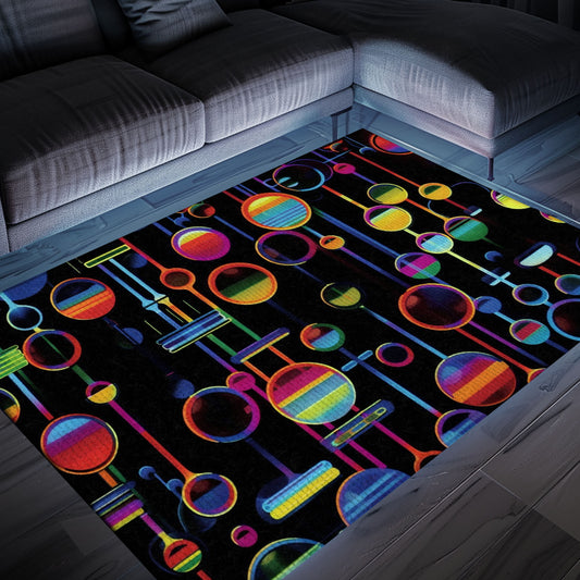 Dark and Neon 80s Arcade NES Game 8bit Rugs: The Ultimate Statement Piece for Gamers, Arcade Decor, Gift for Gamers, Video Game Lovers G296