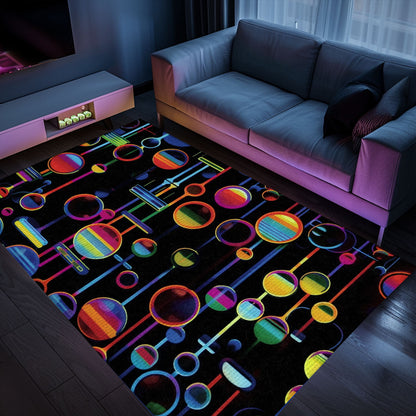 Dark and Neon 80s Arcade NES Game 8bit Rugs: The Ultimate Statement Piece for Gamers, Arcade Decor, Gift for Gamers, Video Game Lovers G296