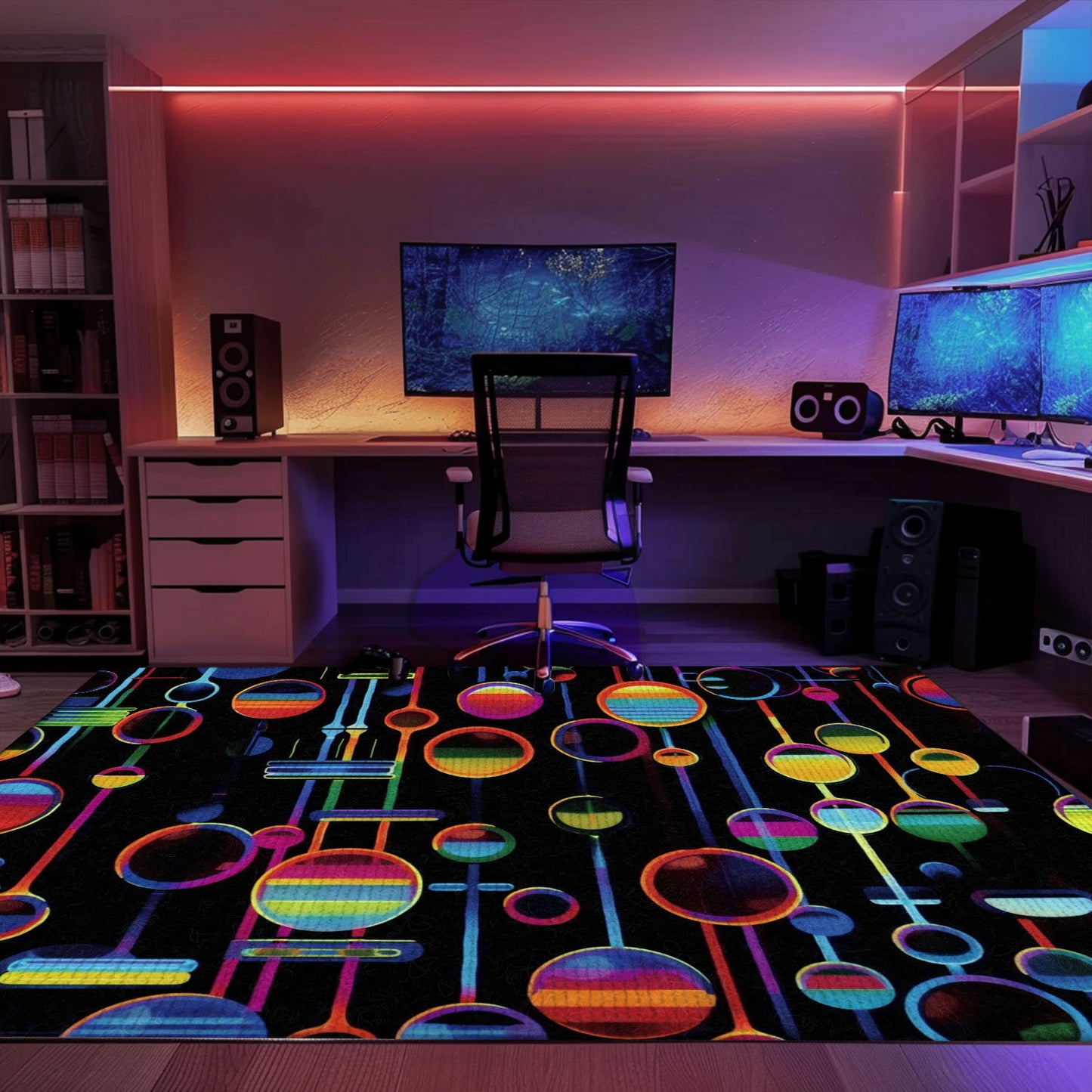 Dark and Neon 80s Arcade NES Game 8bit Rugs: The Ultimate Statement Piece for Gamers, Arcade Decor, Gift for Gamers, Video Game Lovers G296