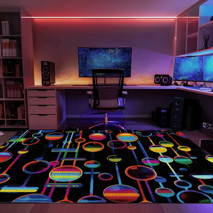 Dark and Neon 80s Arcade NES Game 8bit Rugs: The Ultimate Statement Piece for Gamers, Arcade Decor, Gift for Gamers, Video Game Lovers G296