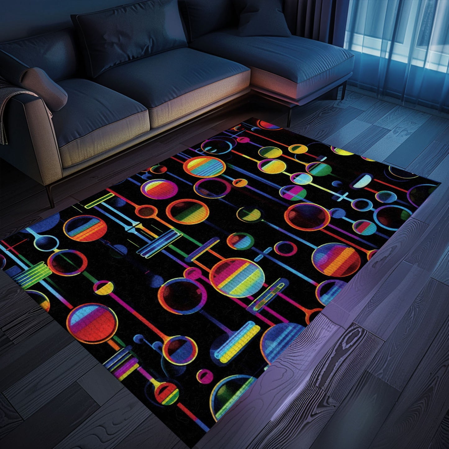 Dark and Neon 80s Arcade NES Game 8bit Rugs: The Ultimate Statement Piece for Gamers, Arcade Decor, Gift for Gamers, Video Game Lovers G296