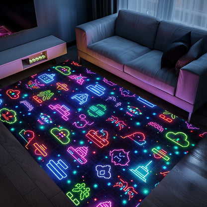 Bring the Arcade Experience Home with Dark and Neon 80s Arcade NES Game 8bit Rugs, Arcade Decor, Gift for Gamers, Video Game Lovers G294