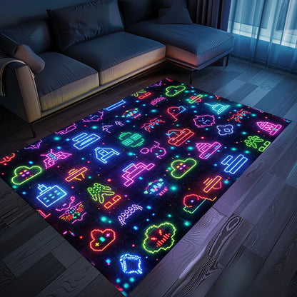 Bring the Arcade Experience Home with Dark and Neon 80s Arcade NES Game 8bit Rugs, Arcade Decor, Gift for Gamers, Video Game Lovers G294