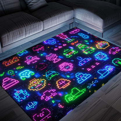 Dark and Neon 80s Arcade NES Game 8bit Rugs: Redefining Home Entertainment, Arcade Decor, Gift for Gamers, Video Game Lovers G293