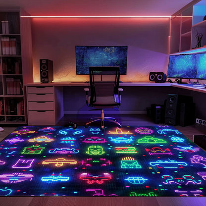 Dark and Neon 80s Arcade NES Game 8bit Rugs for Your Gaming Experience, Arcade Decor, Gift for Gamers, Video Game Lovers G292